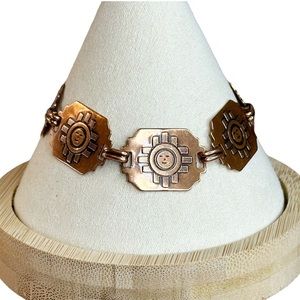 Vintage Copper Southwestern Sun Face Embossed Bracelet